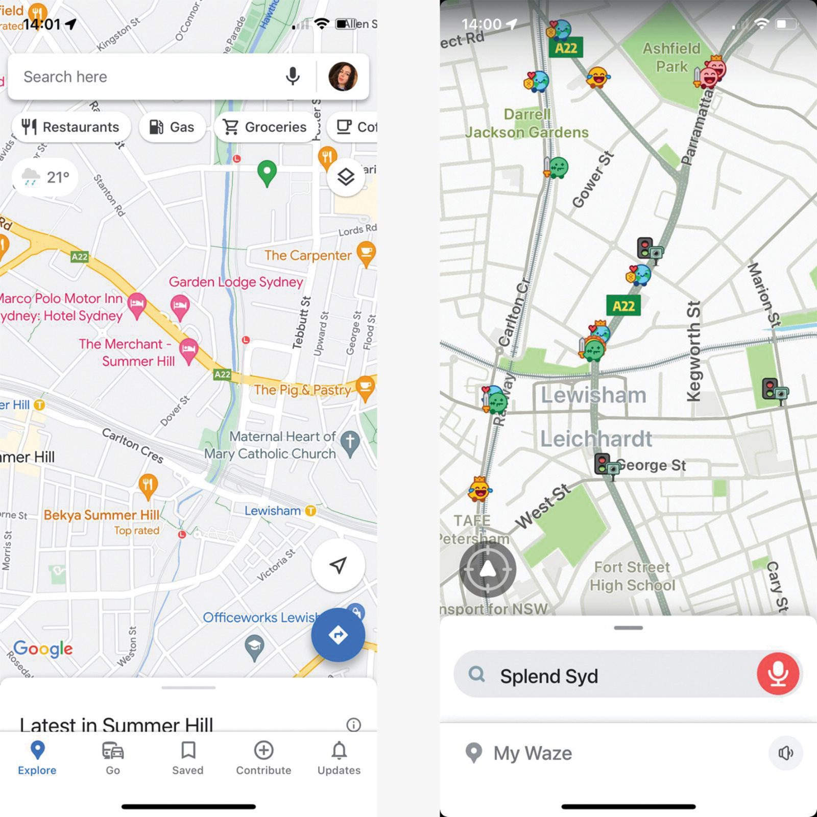 Google Maps Vs Waze Which One Is Better For Ridesharing   Google Maps Vs Waze Interface 